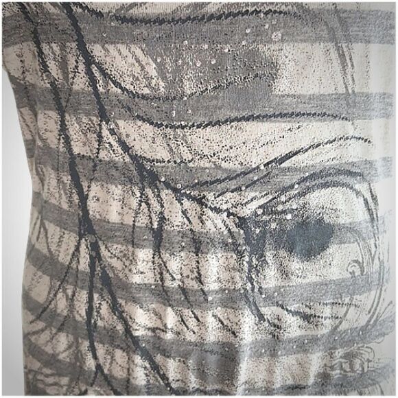 Size Med. Gray and White Striped Maxi Dress - Picture 3 of 4